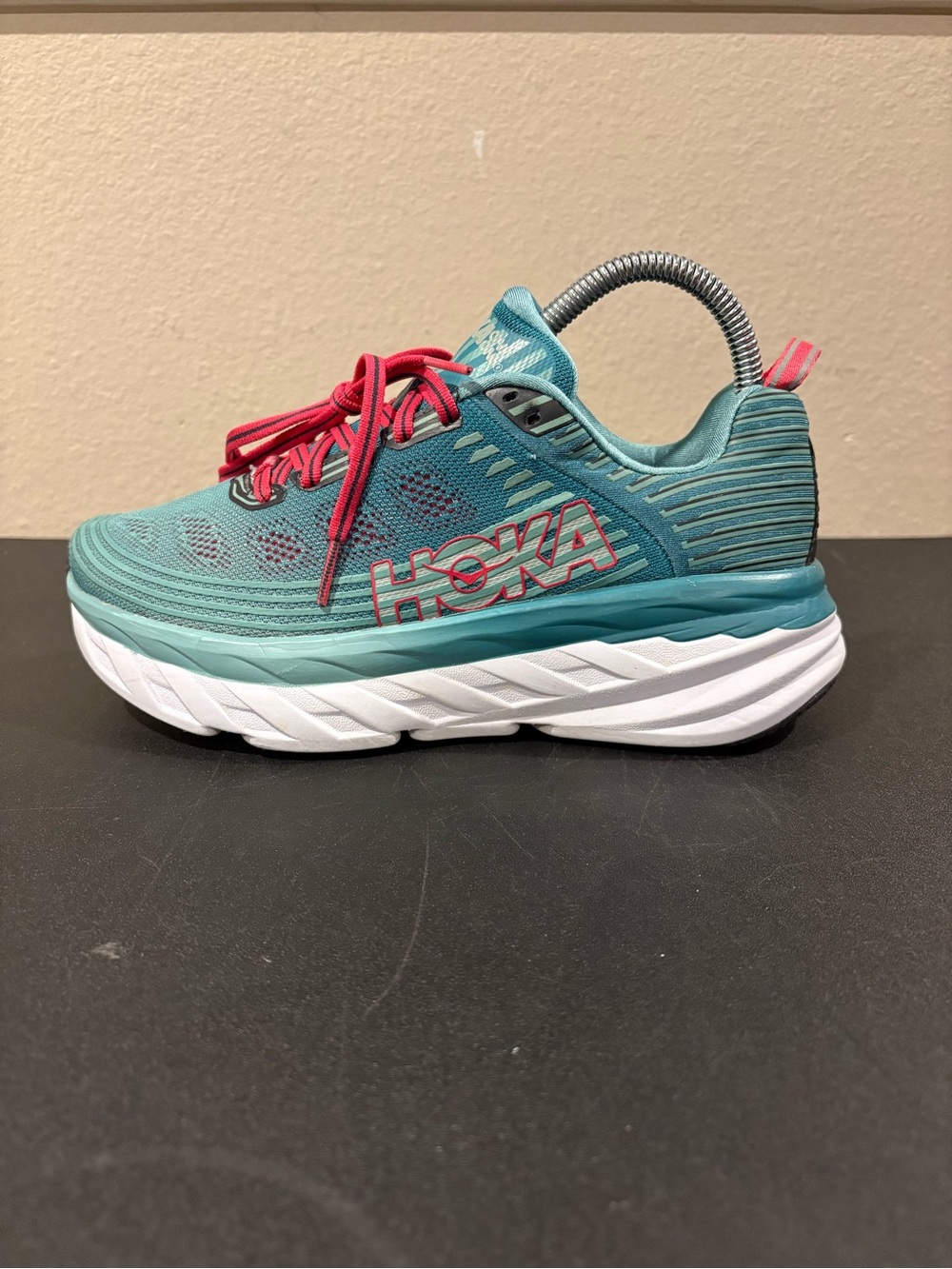 Hoka One One Bondi 6 Shoes Womens Size 6.5 Teal Green Pink White Fast Shipping - Picture 4 of 9
